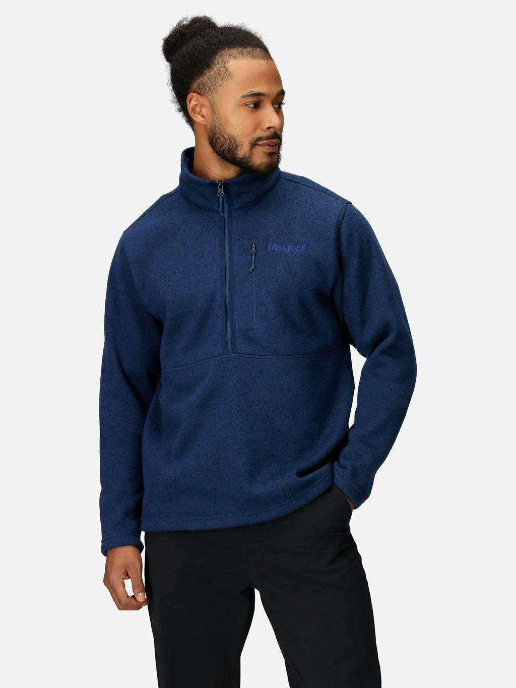 Marmot Men's Drop Line Sweater Fleece Half-Zip Jacket in Arctic Navy Heather