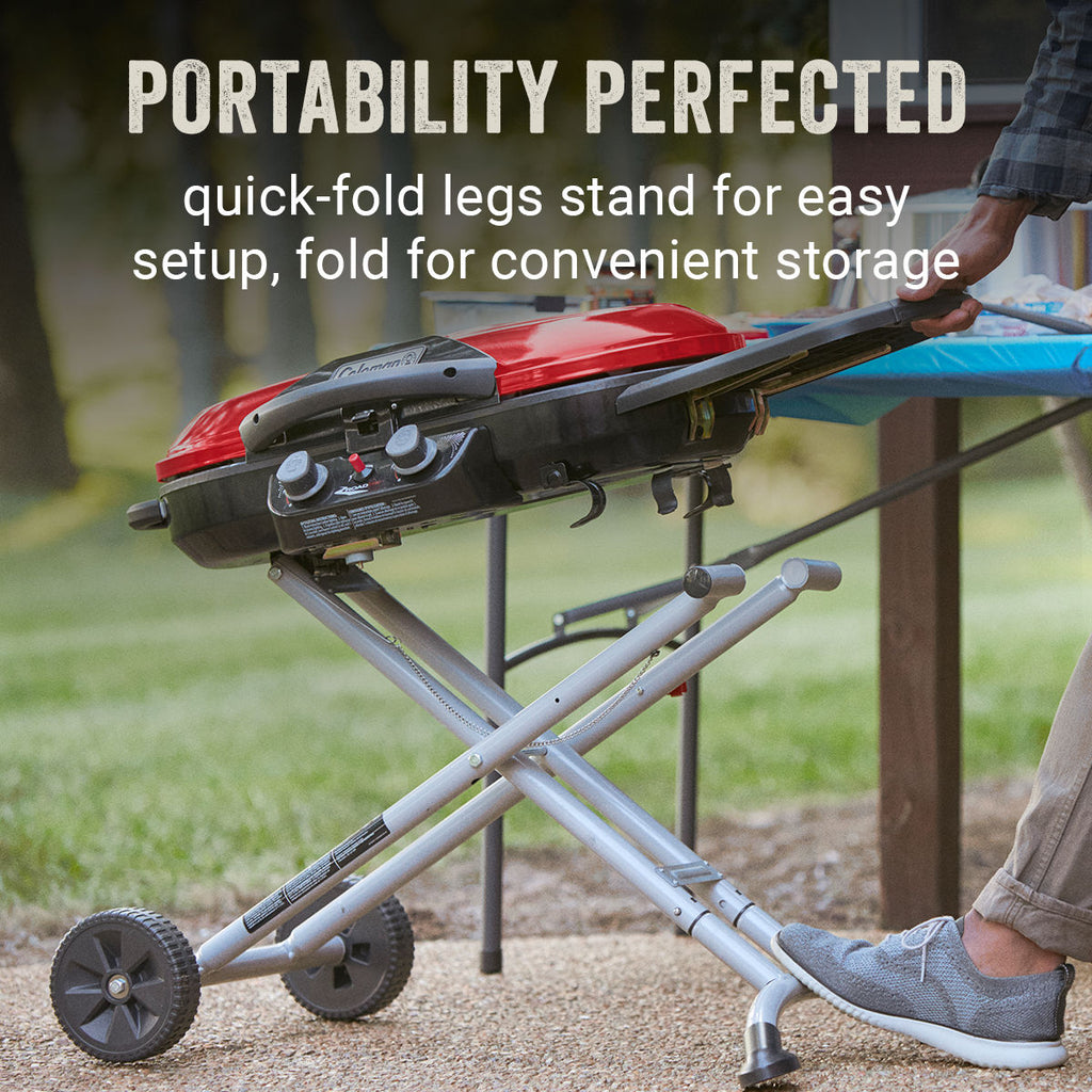 Coleman RoadTrip® X-Cursion 2 Burner Propane Gas Portable Grill | Red | 20,000 BTUs | 2 Independently Adjustable Burners | Easy Cleaning