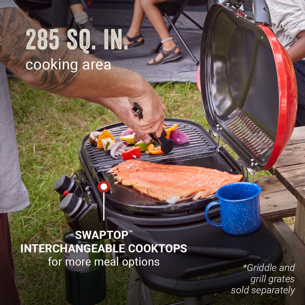 Coleman RoadTrip® X-Cursion 2 Burner Propane Gas Portable Grill | Red | 20,000 BTUs | 2 Independently Adjustable Burners | Easy Cleaning