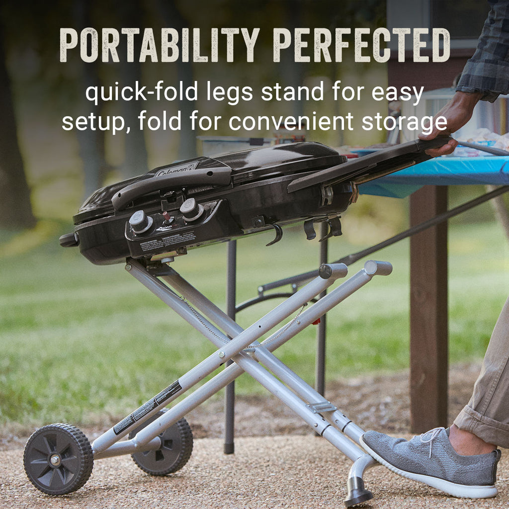 Coleman RoadTrip® X-Cursion 2 Burner Propane Gas Portable Grill | Black | 20,000 BTUs | 2 Independently Adjustable Burners | Easy Cleaning
