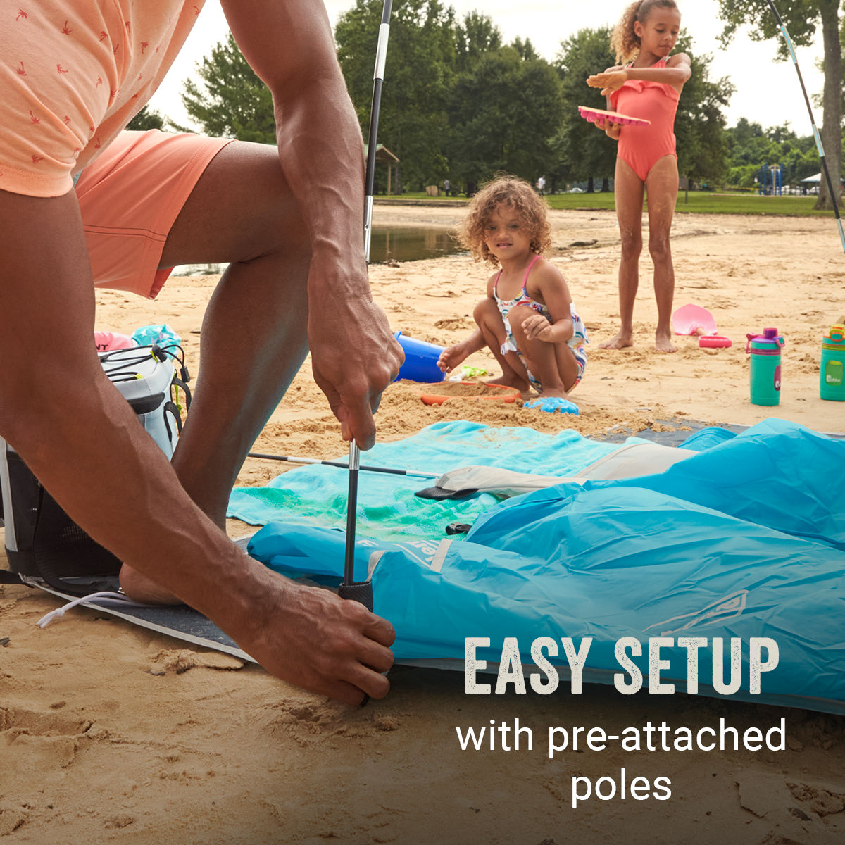 Coleman Skyshade™ Small Compact Beach Shade | Caribbean Sea | 5.5 ft. x 5.5 ft. x 3.4 ft. | Carribean Blue