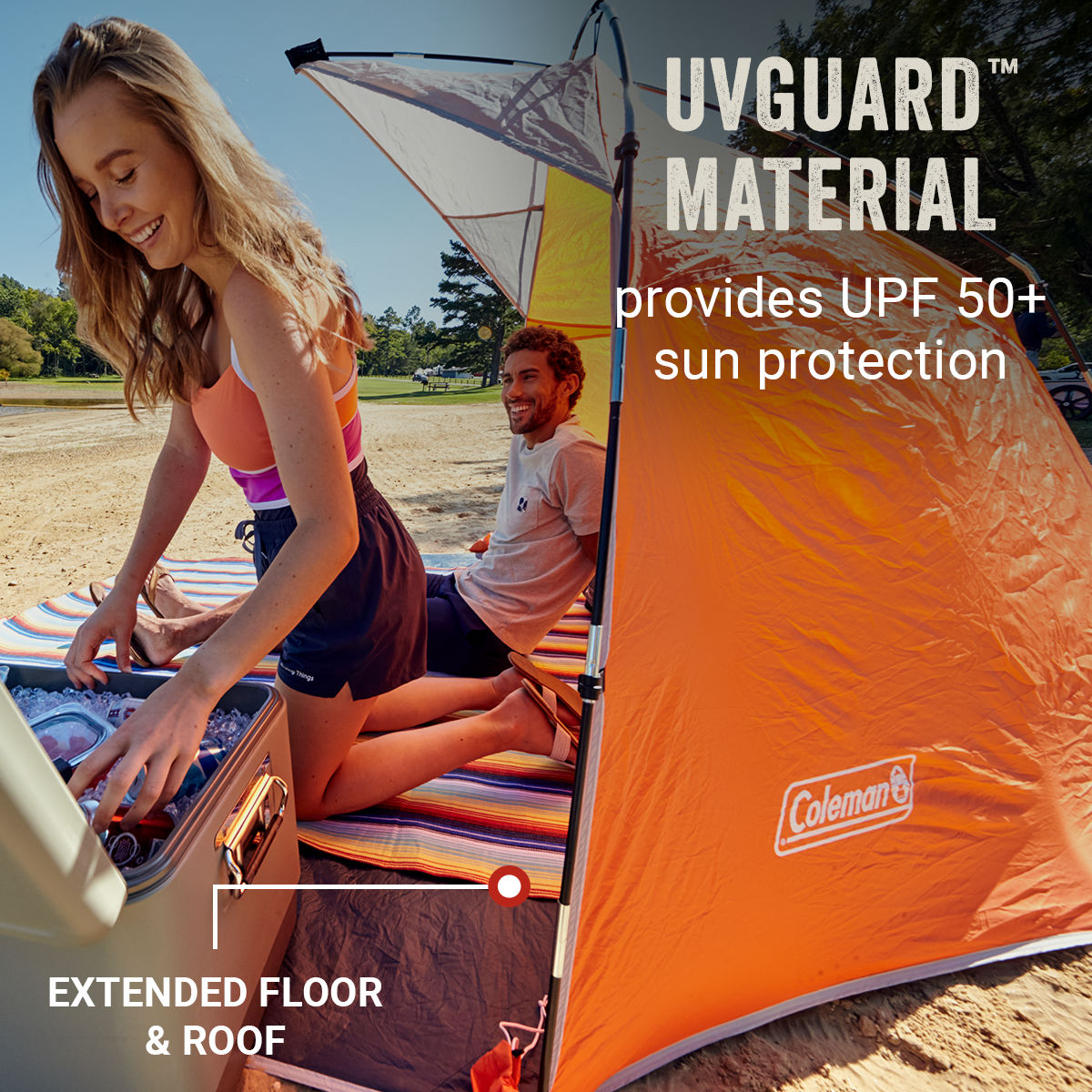 Coleman Skyshade™ Large Compact Beach Shade | 6.8 ft. x 7.5 ft. x 4.5 ft. | Tigerlily