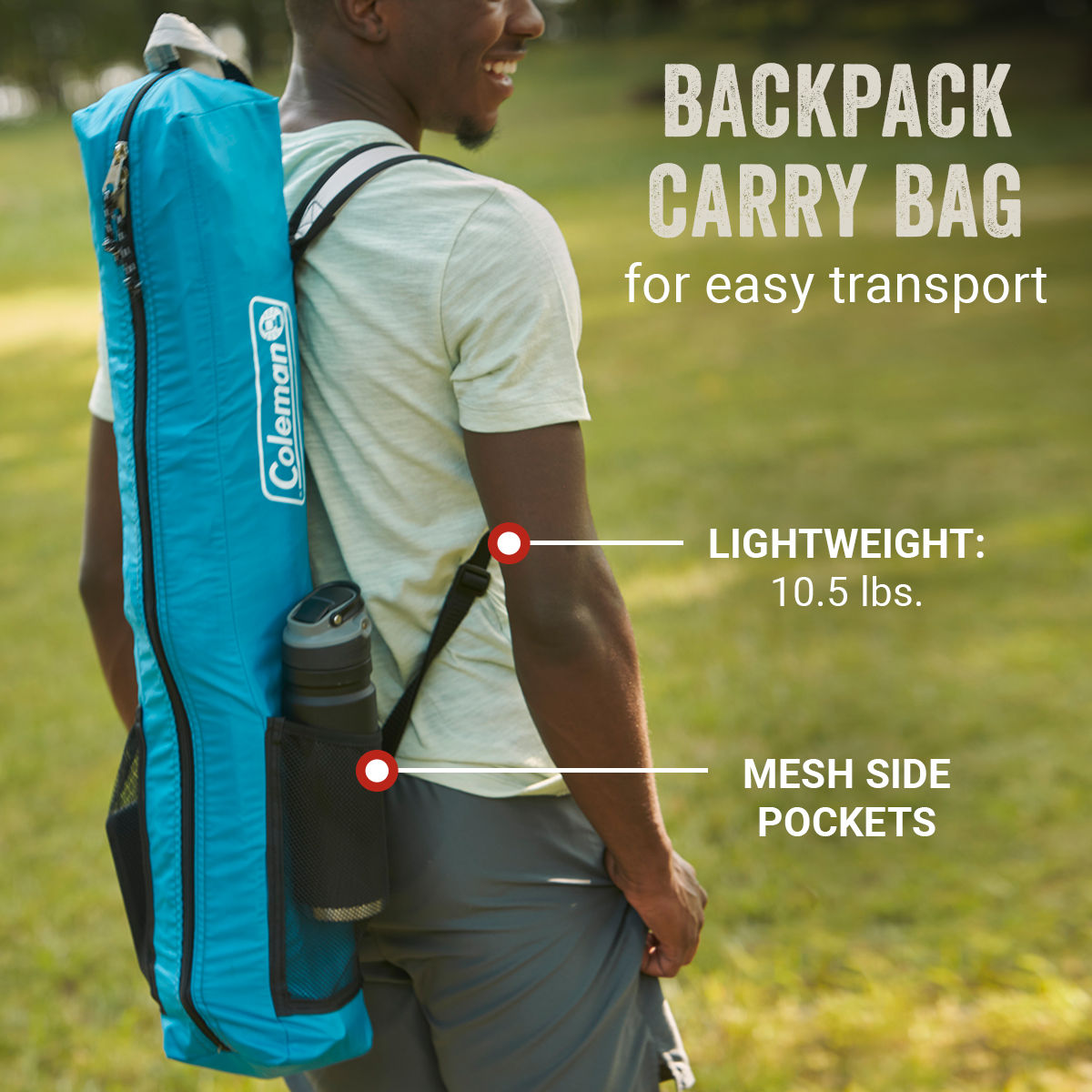 Coleman 7 x 7 Go Shade Backpack Sun Shade | 7 ft. x 7 ft | Caribbean Sea