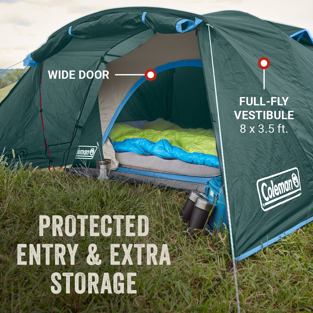 Coleman Skydome™ 4-Person Camping Tent with Full-Fly Vestibule | Evergreen | 8 x 7 ft