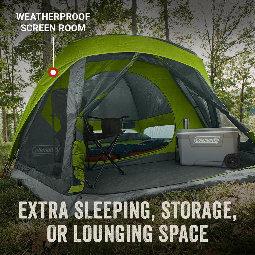 Coleman Skydome™ 4-Person Camping Tent with Screen Room | Rock Grey | 8 x 10.5 ft