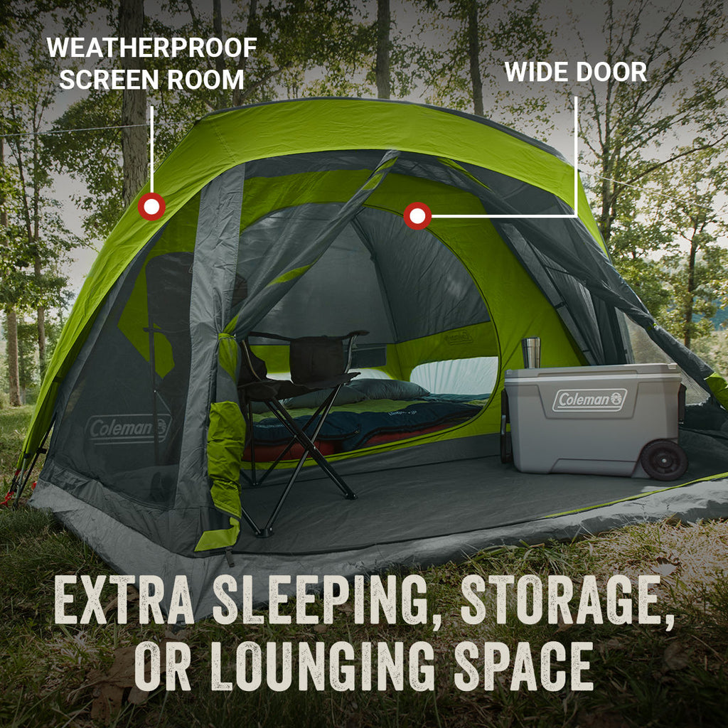 Coleman Skydome™ 6-Person Camping Tent with Screen Room | Rock Grey | 10 x 12.5 ft