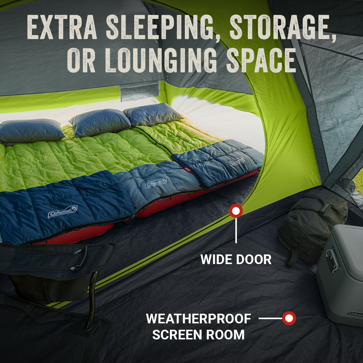 Coleman Skydome™ 8-Person Camping Tent with Screen Room | Rock Grey | 12 x 13.5 ft