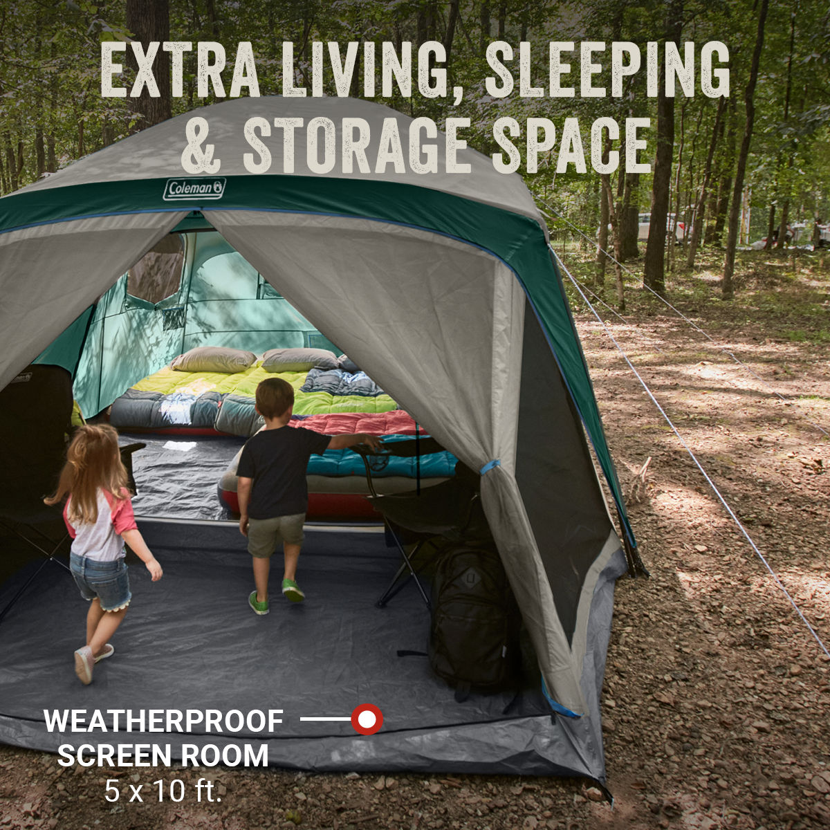 Coleman Skylodge™ 12-Person Camping Tent With Screen Room | Evergreen | 19 x 10 ft