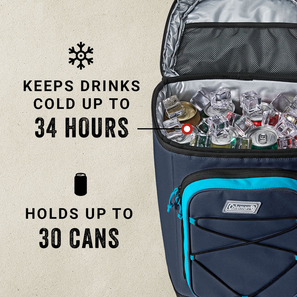 Coleman XPAND™ 30-Can Soft Cooler Backpack | Blue Nights