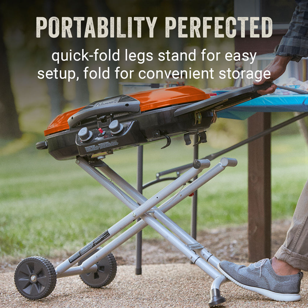 Coleman RoadTrip® X-Cursion 2 Burner Propane Gas Portable Grill | Orange | 20,000 BTUs | 2 Independently Adjustable Burners | Easy Cleaning
