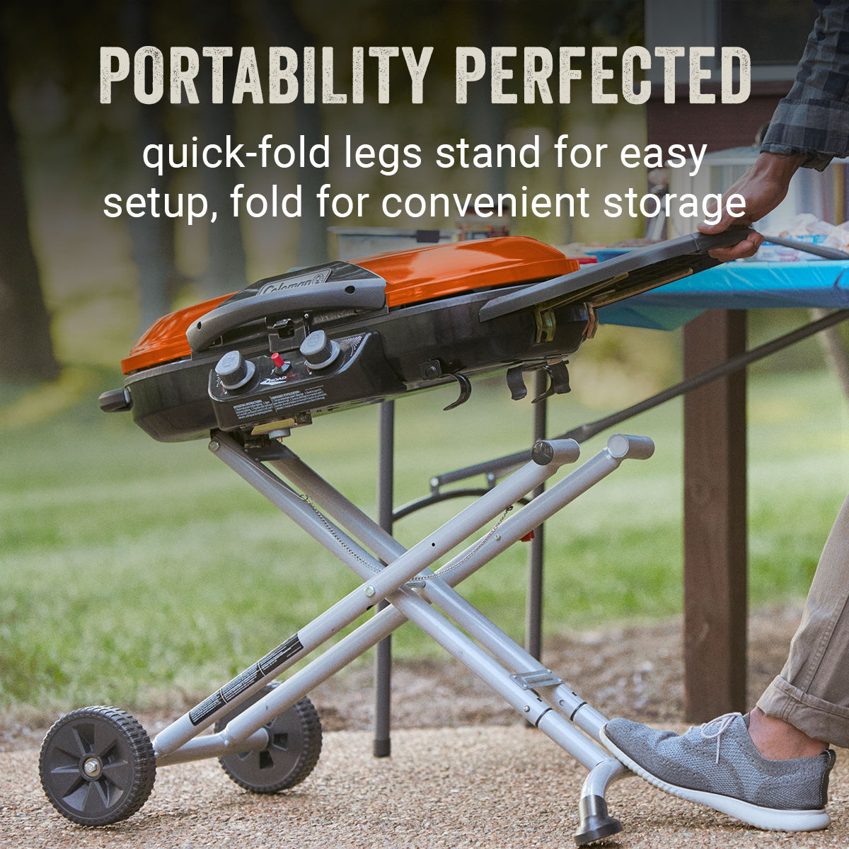 Coleman RoadTrip® X-Cursion 2 Burner Propane Gas Portable Grill | Orange | 20,000 BTUs | 2 Independently Adjustable Burners | Easy Cleaning
