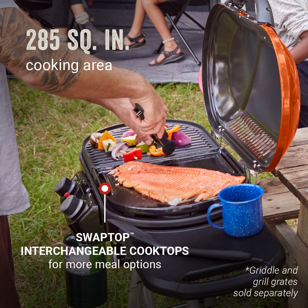 Coleman RoadTrip® X-Cursion 2 Burner Propane Gas Portable Grill | Orange | 20,000 BTUs | 2 Independently Adjustable Burners | Easy Cleaning