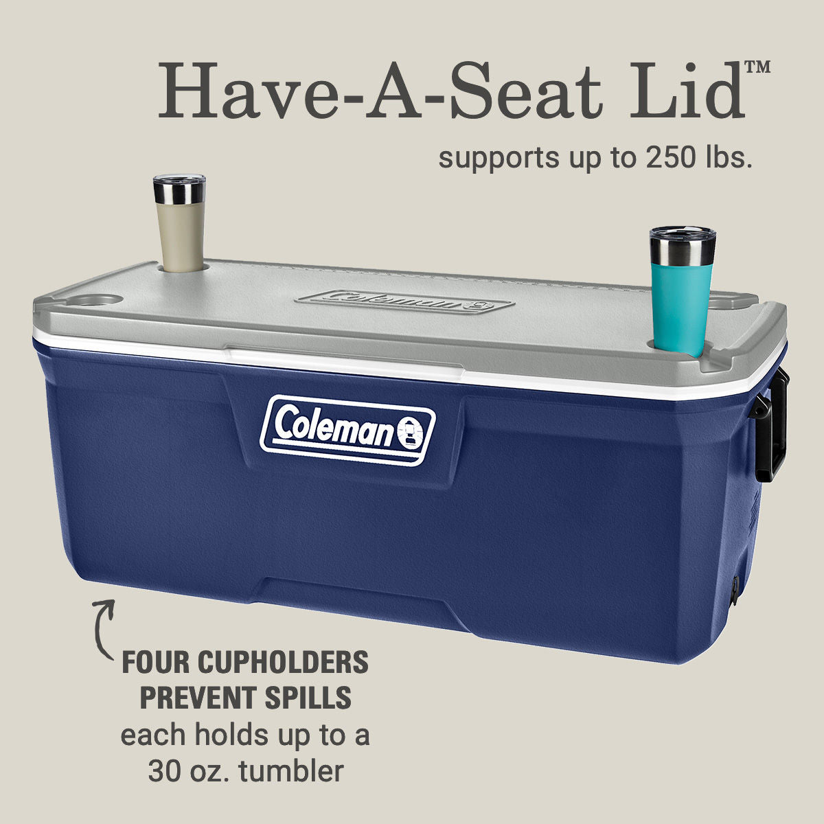 Coleman Classic Series 150-Quart Hard Cooler | Twilight | Cup Holder