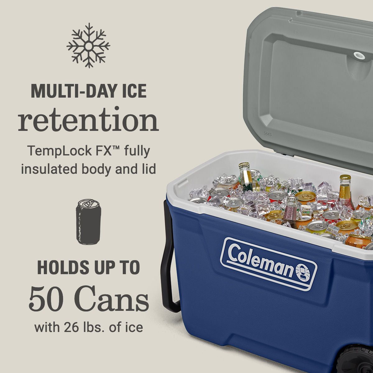 Coleman Classic Series 62-Quart Wheeled Cooler | Twilight | Cup Holder