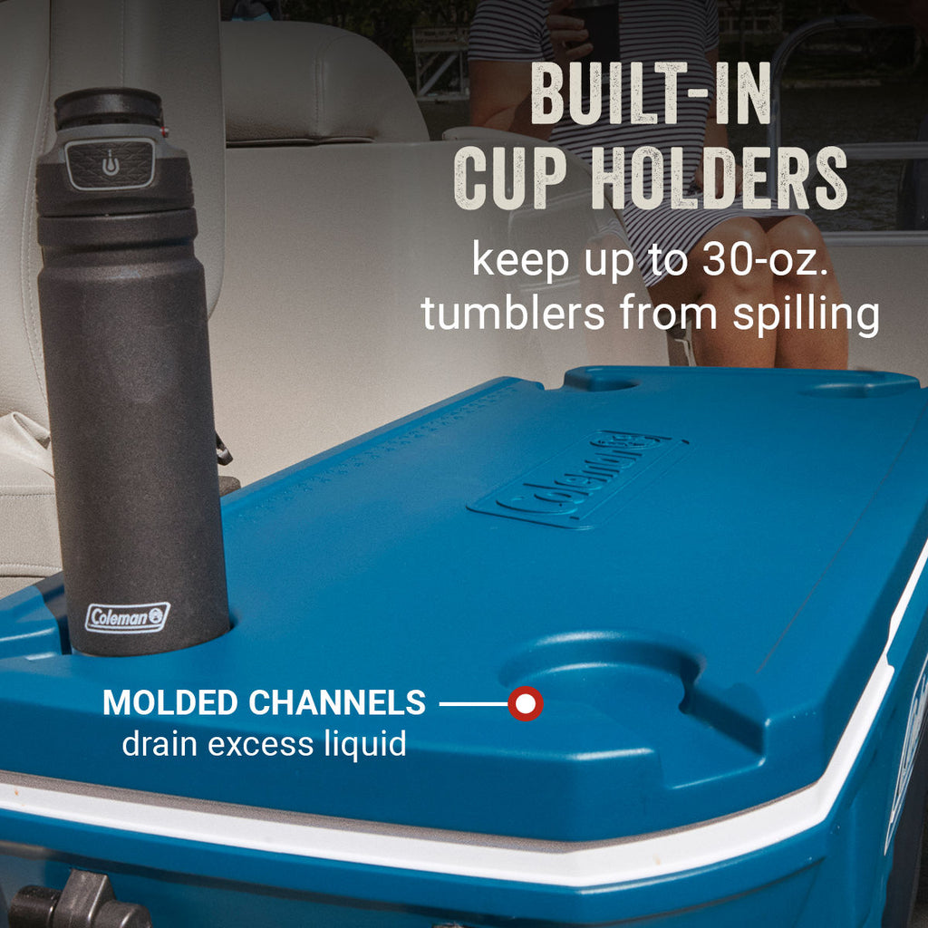 Coleman 316 Series™ 100-Quart Wheeled Cooler | Space | Cup Holder