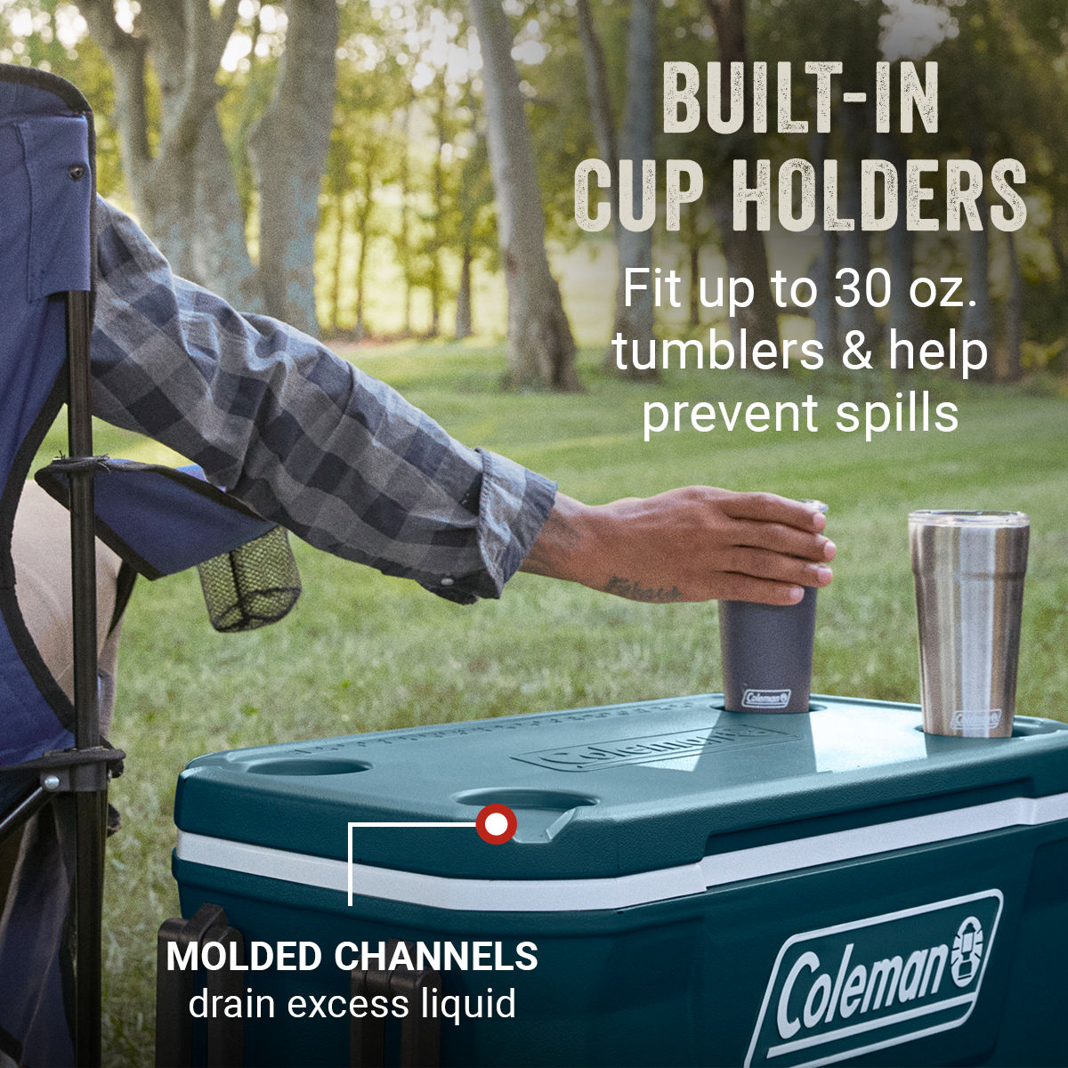 Coleman 316 Series™ 62-Quart Hard Cooler | Fully Insulated | Keeps Ice Up To 5 Days | Have-A-Seat Lid supports up to 250 lb. | Space | Cup Holder