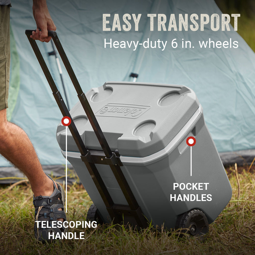 Coleman Classic Series™ 65-Quart Wheeled Cooler | Rock | Cup Holder
