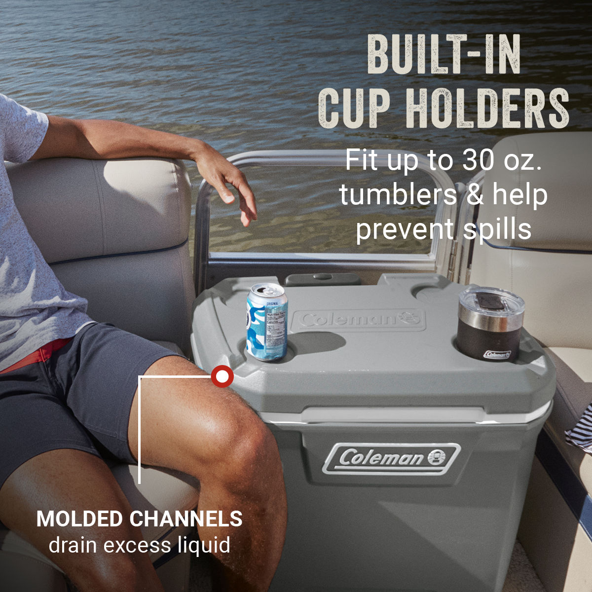 Coleman Classic Series™ 65-Quart Wheeled Cooler | Rock | Cup Holder