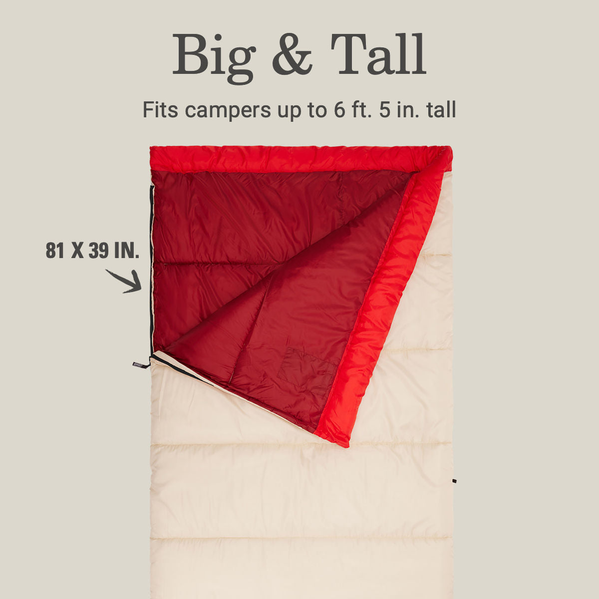 Coleman Flatlands™ 35°F Big & Tall Sleeping Bag | Sand