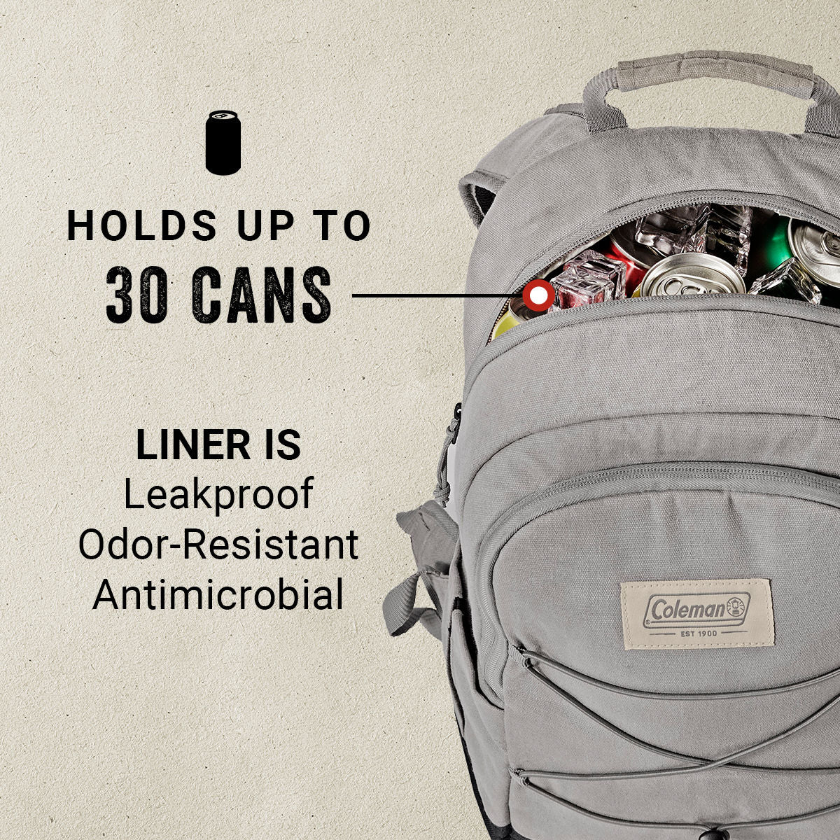 Coleman Backroads™ 30-Can Soft Cooler Backpack | Frosted Grey