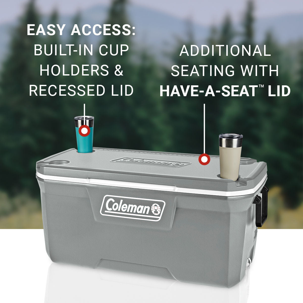 Coleman Classic Series 120-Quart Hard Cooler | Rock Grey | Cup Holder