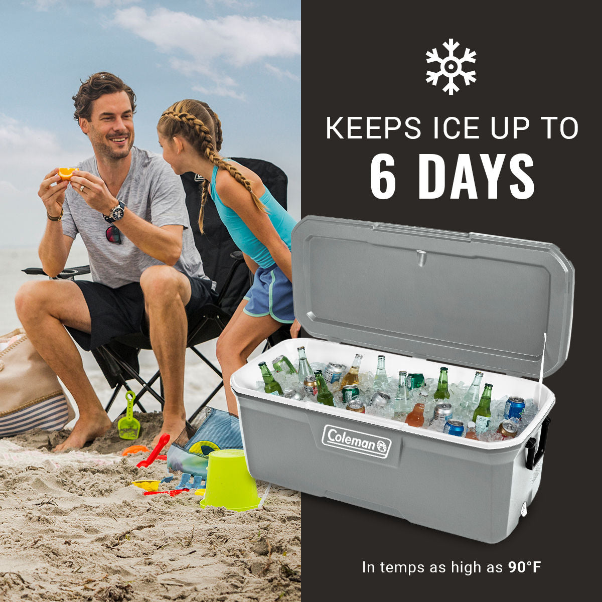 Coleman Classic Series 150-Quart Hard Cooler | Rock Gray | Cup Holder