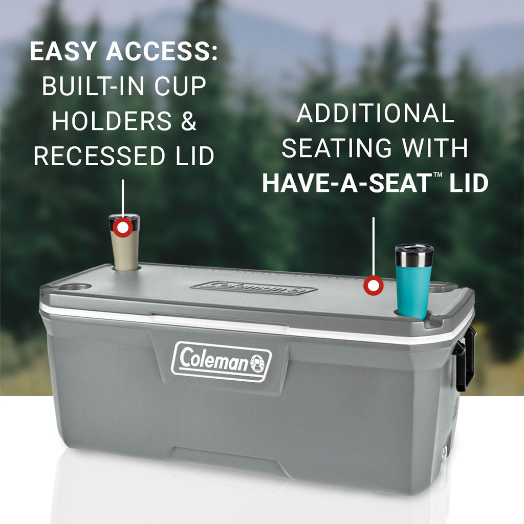 Coleman Classic Series 150-Quart Hard Cooler | Rock Gray | Cup Holder