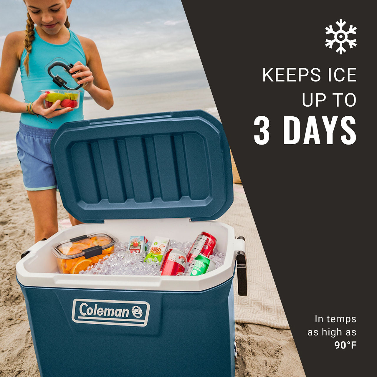 Coleman 316 Series™ 52-Quart Hard Cooler | Blue | Cup Holder