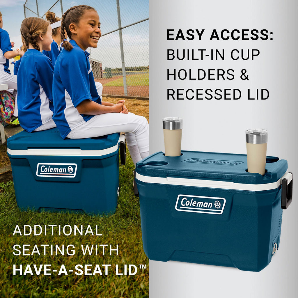 Coleman 316 Series™ 52-Quart Hard Cooler | Blue | Cup Holder