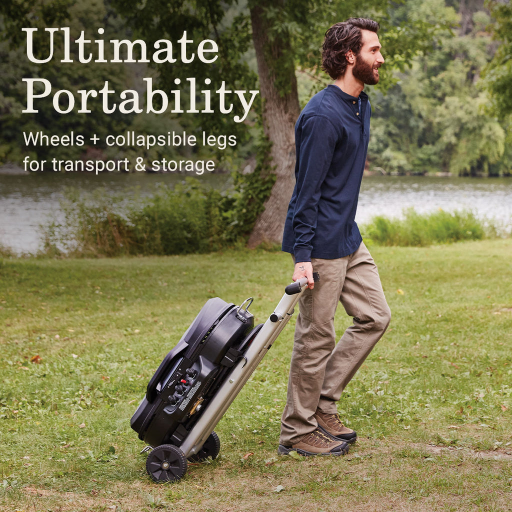 Coleman RoadTrip® 285 Portable Stand-Up Propane Grill | Black | 20,000 BTUs | 3 Independently Adjustable Burners | Push-Button Ignition