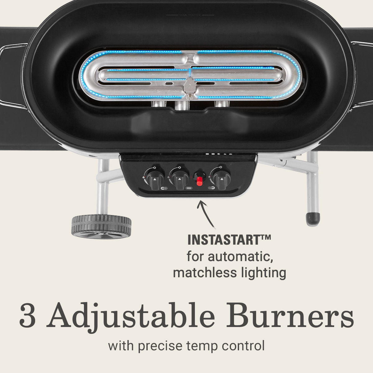 Coleman RoadTrip® 285 Portable Stand-Up Propane Grill | Green | 20,000 BTUs | 3 Independently Adjustable Burners | Push-Button Ignition