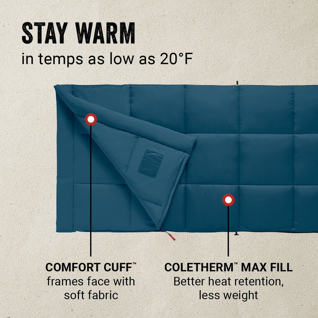 Coleman Kompact™ 20°F Rectangle Sleeping Bag | 75"l X 33"w | Space