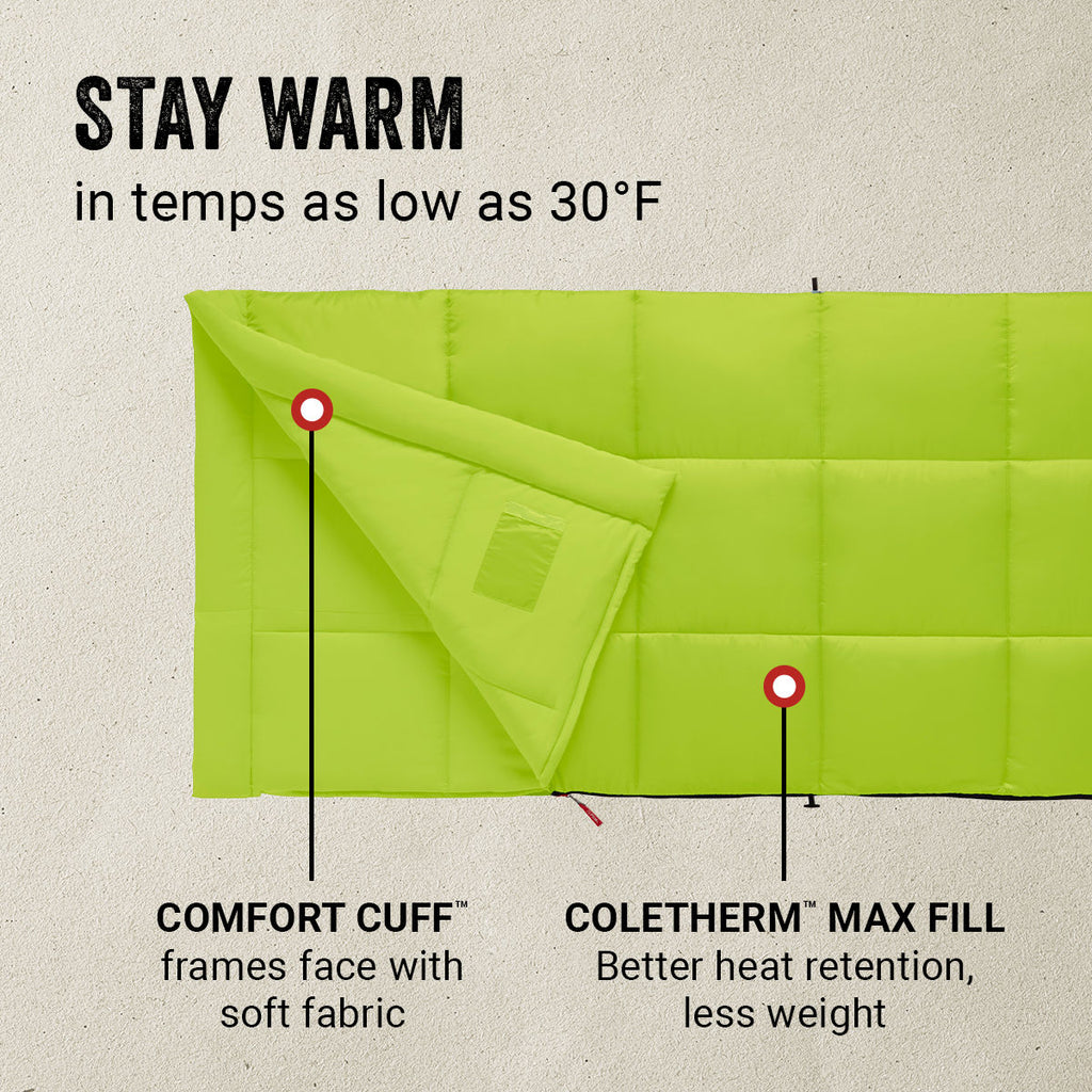 Coleman Kompact™ 30°F Rectangle Sleeping Bag | 75"l X 33"w | Spider