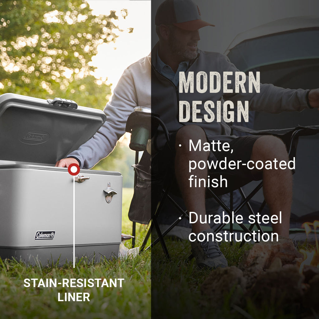 Coleman Reunion™ 54-Quart Steel Belted® Matte Cooler | White Truffle | Supports Up To 250 lbs