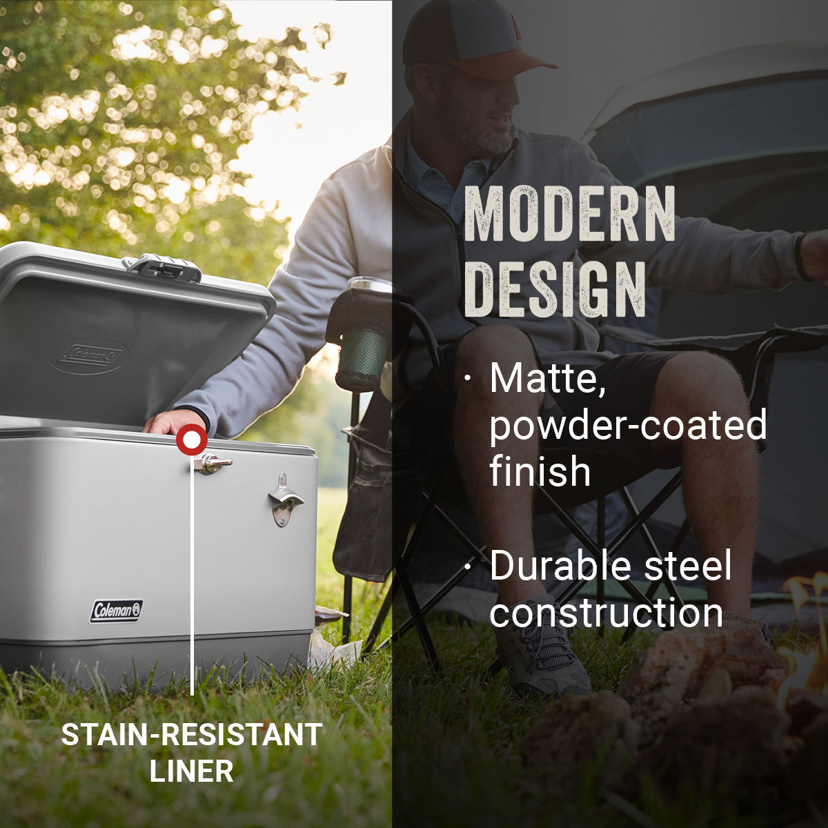 Coleman Reunion™ 54-Quart Steel Belted® Matte Cooler | White Truffle | Supports Up To 250 lbs