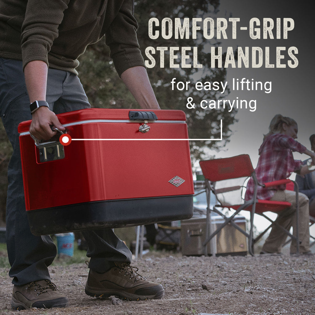 Coleman Vintage 54-Quart Steel Belted® Cooler | Red | Supports Up To 250 lbs