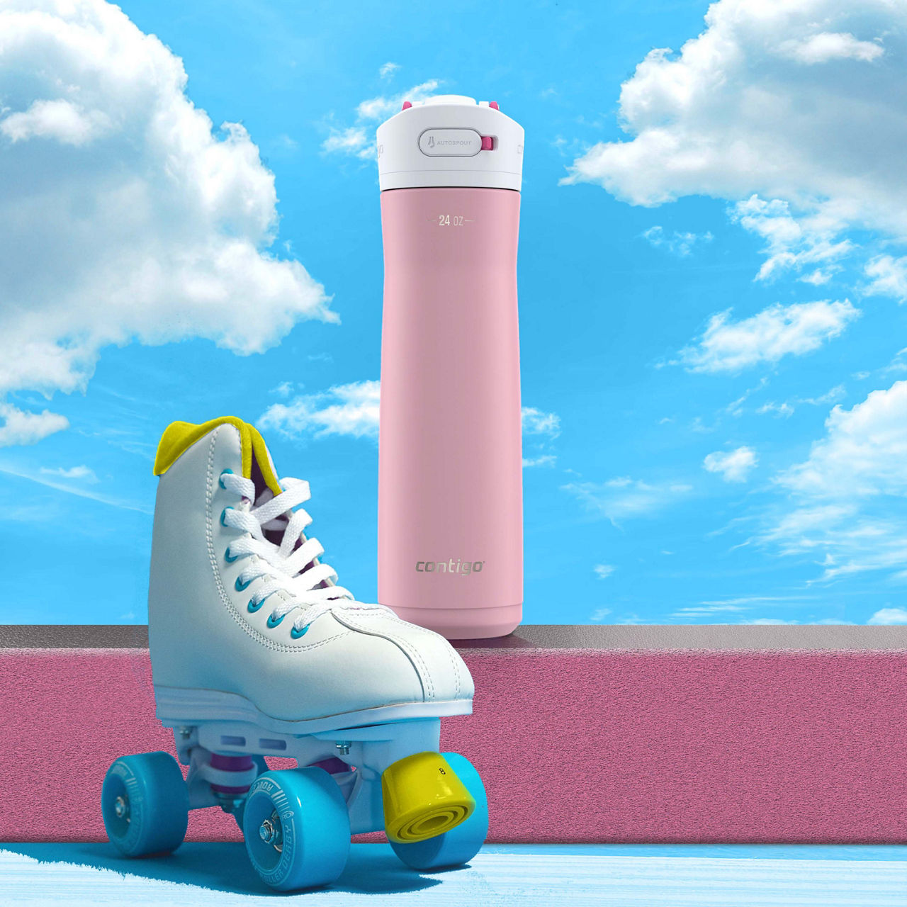Contigo® Ashland Chill 2.0 Stainless Steel Water Bottle with AUTOSPOUT® Lid | 24oz | Strawberry Cream | Cup Holder