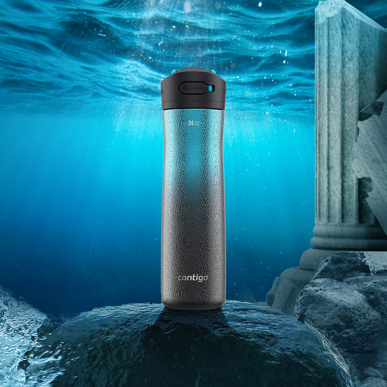 Contigo® Ashland Chill 2.0 Stainless Steel Water Bottle with AUTOSPOUT® Lid | 24oz | Marlin Ombre | Cup Holder