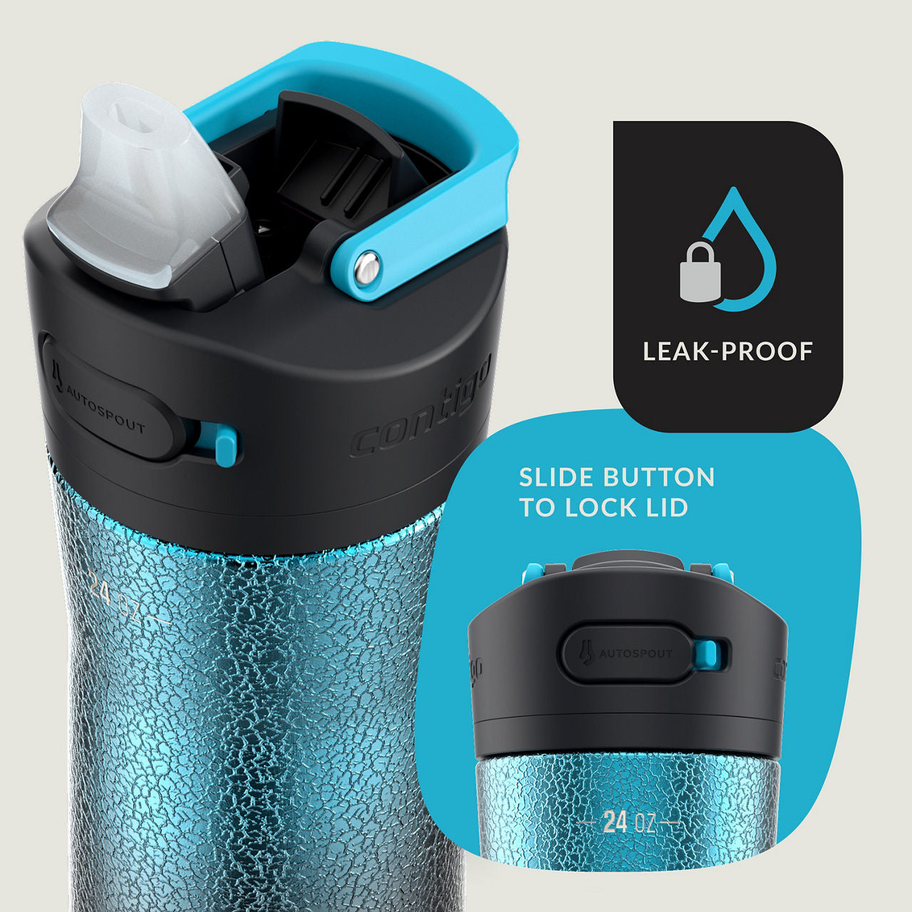 Contigo® Ashland Chill 2.0 Stainless Steel Water Bottle with AUTOSPOUT® Lid | 24oz | Marlin Ombre | Cup Holder
