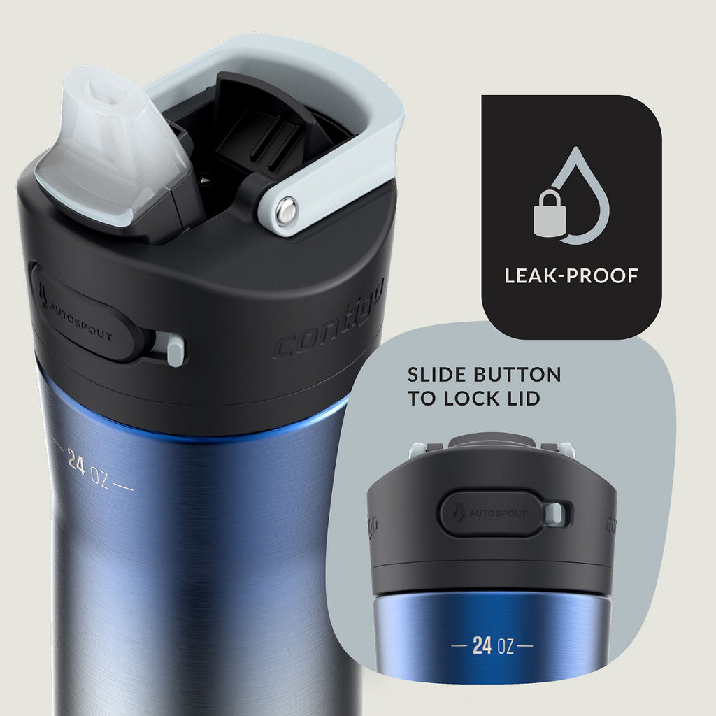 Contigo® Ashland Chill 2.0 Stainless Steel Water Bottle with AUTOSPOUT® Lid | 24 oz | Licorice Ombre | Cup Holder