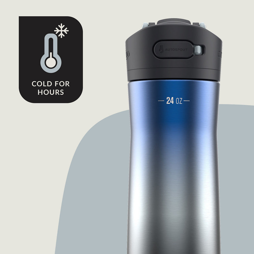 Contigo® Ashland Chill 2.0 Stainless Steel Water Bottle with AUTOSPOUT® Lid | 24 oz | Licorice Ombre | Cup Holder