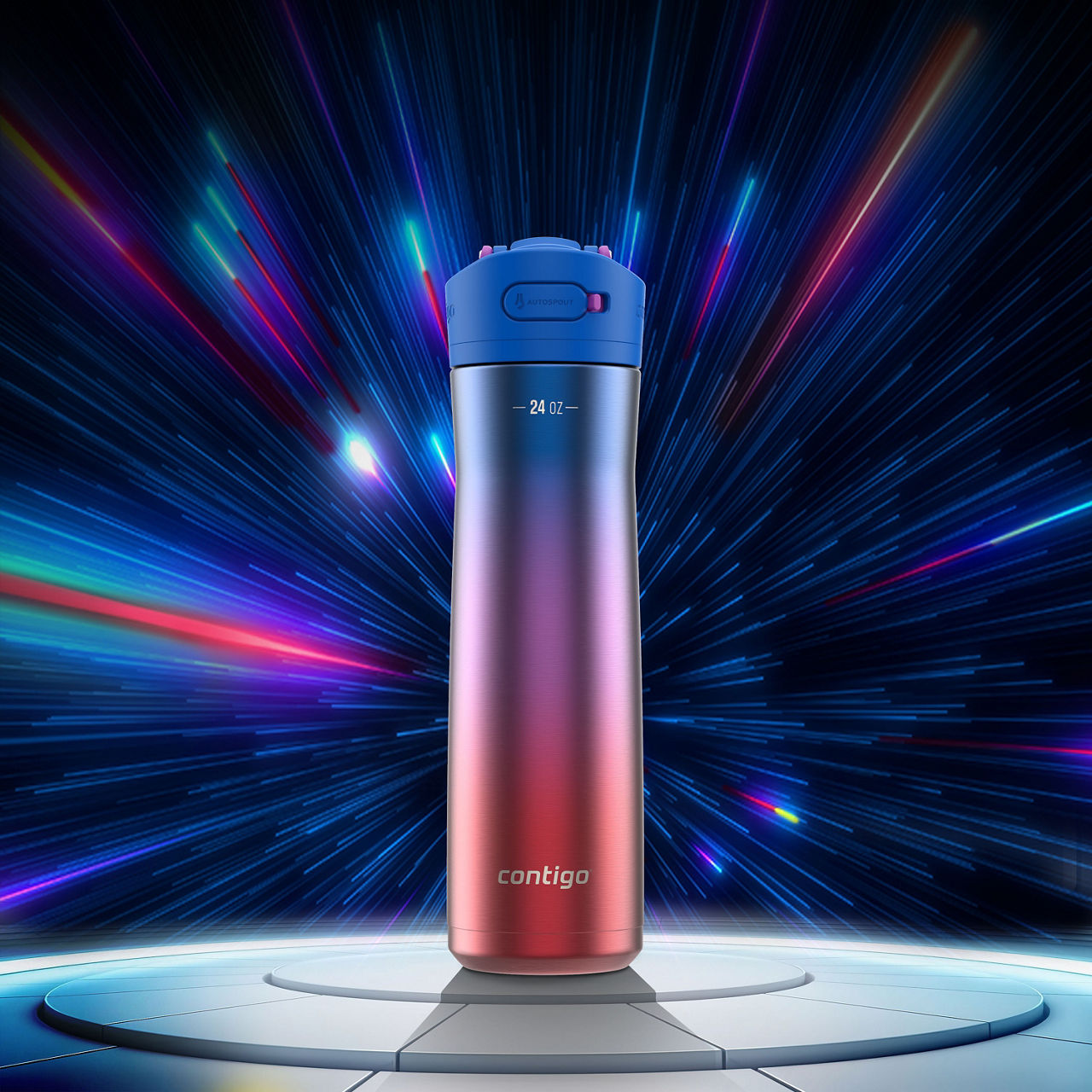 Contigo® Ashland Chill 2.0 Stainless Steel Water Bottle with AUTOSPOUT® Lid | 24oz | Lazuli Ombre | Cup Holder