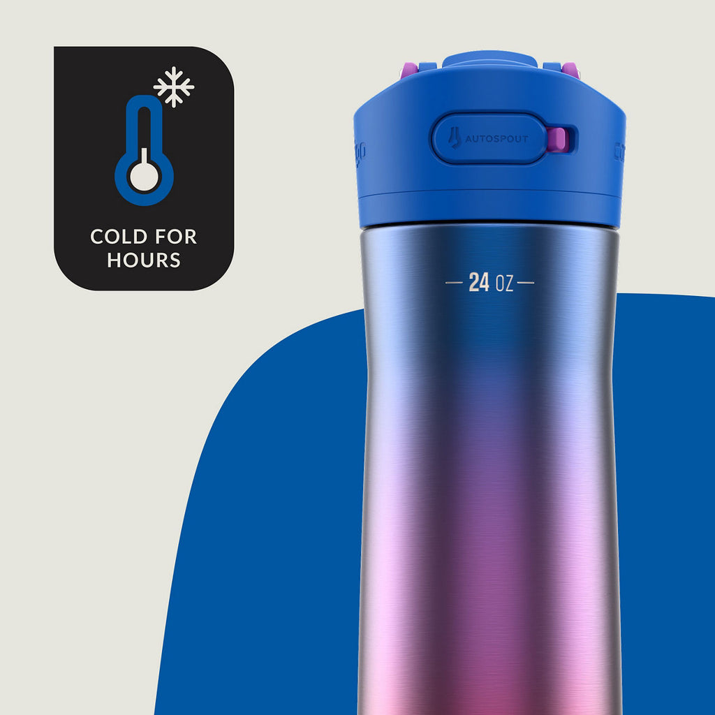 Contigo® Ashland Chill 2.0 Stainless Steel Water Bottle with AUTOSPOUT® Lid | 24oz | Lazuli Ombre | Cup Holder