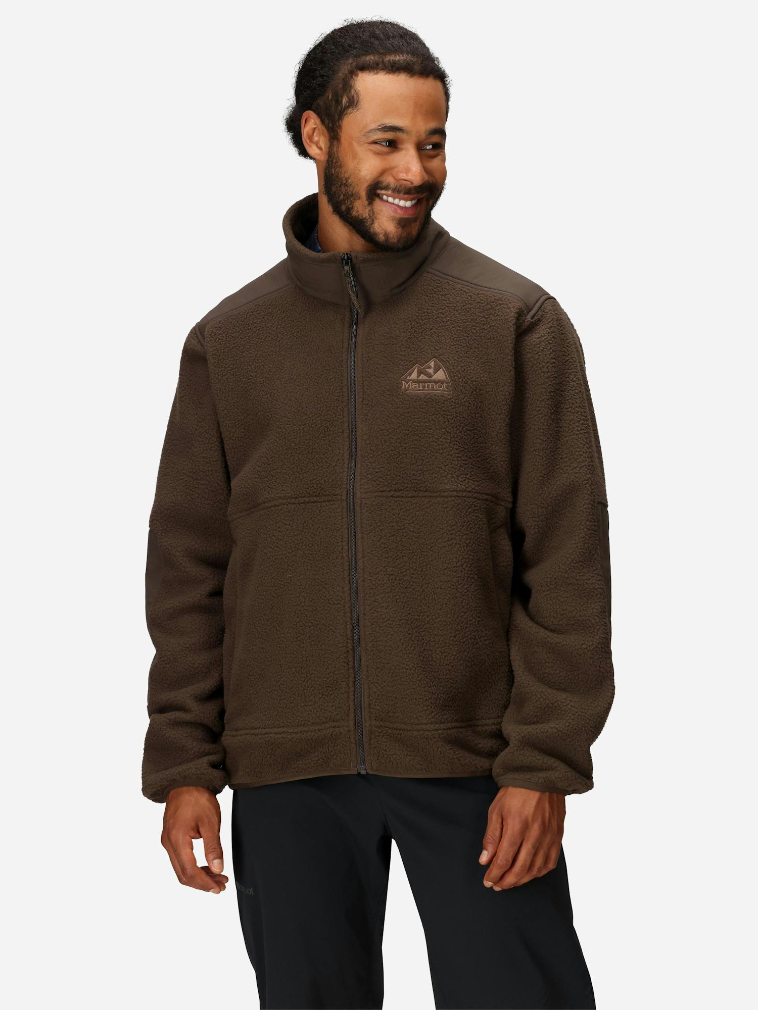 Marmot Men’s Wanderer High-Pile Fleece Full-Zip Jacket in Hickory Nut
