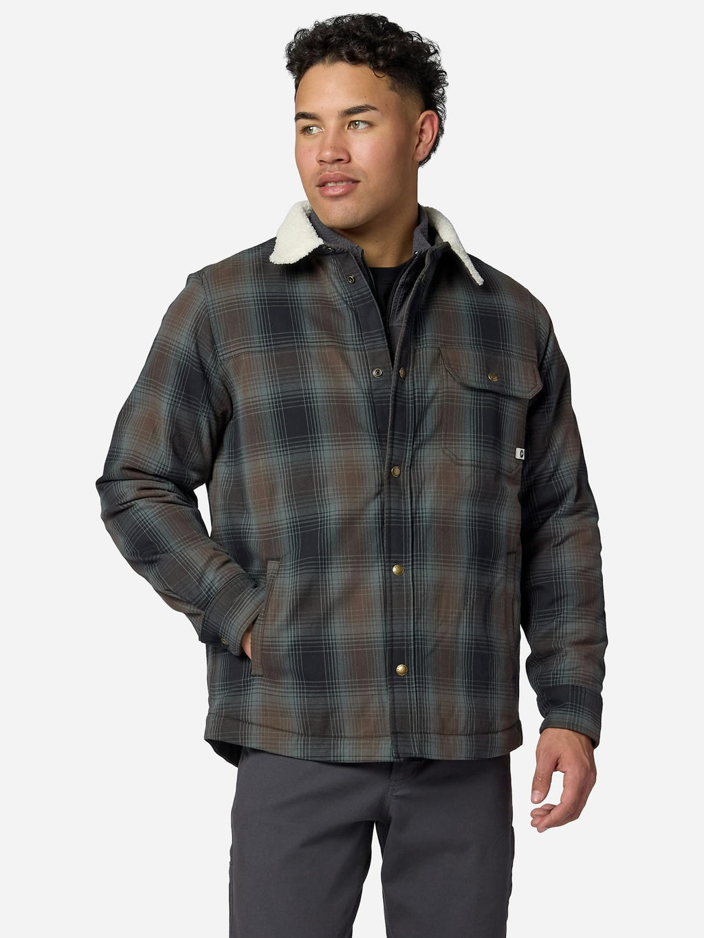 Marmot Men's Hidden Peaks Shirt Jacket in Black Cobblestone Plaid | Cotton