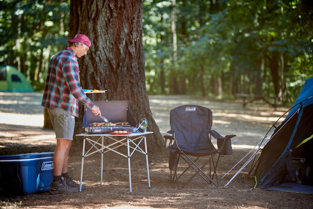 Coleman Compact Roll-Top Aluminum Camping Table | 27.6"L x 27.6"W x 27.6"H | Silver | Strong Steel Frame