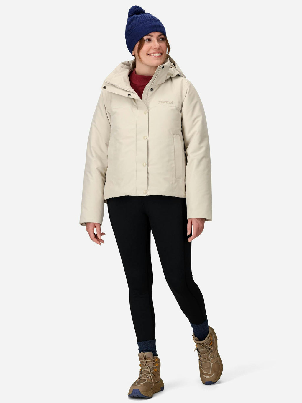 Marmot Women's Chelsea Down Waterproof Short Coat (Fall 2025) in Birch Bark
