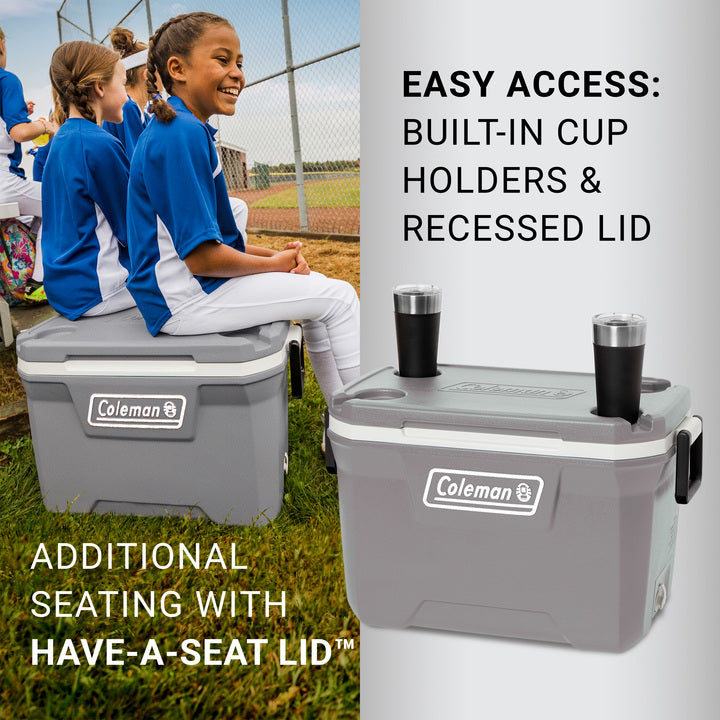 Coleman Classic Series 52-Quart Hard Cooler | Rock Grey | Cup Holder