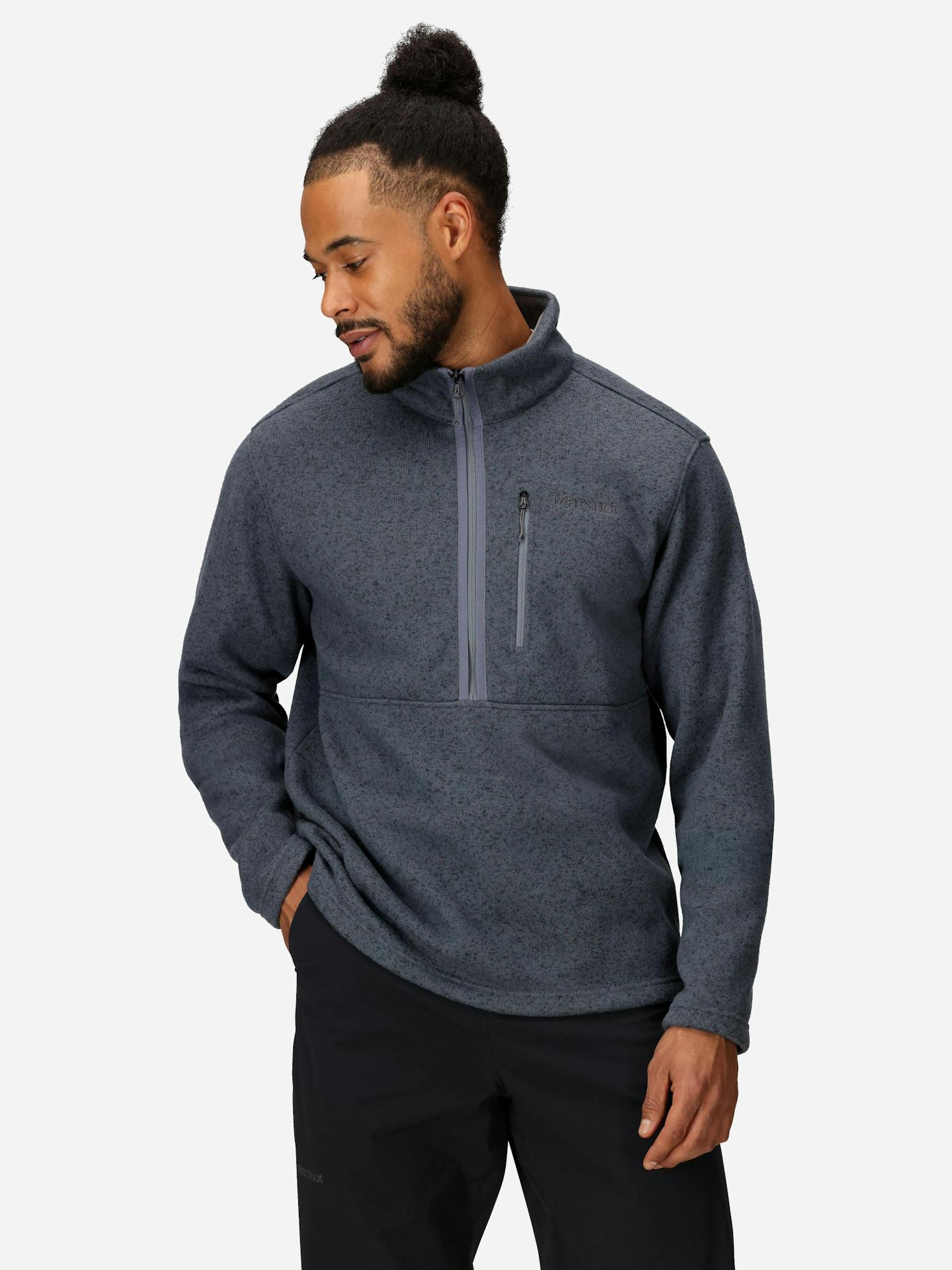 Marmot Men's Drop Line Sweater Fleece Half-Zip Jacket in Steel Onyx Heather