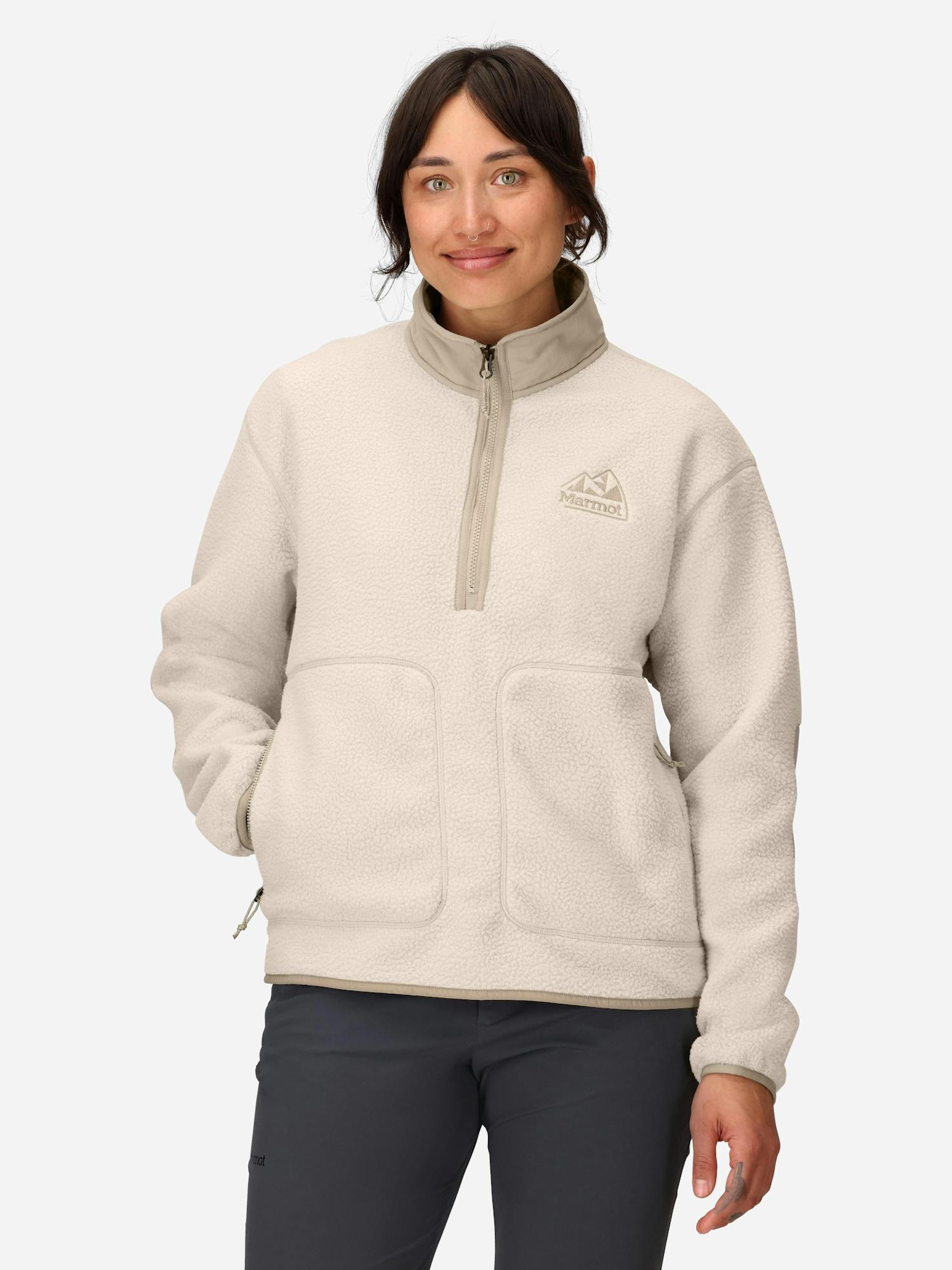 Marmot Women's Wanderer High-Pile Fleece Quarter-Zip Shirt in Birch Bark